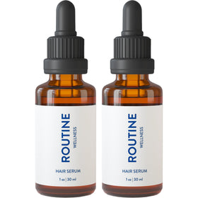 Routine Wellness hair serum bottle with dropper for thinning hair nourishment and shine.