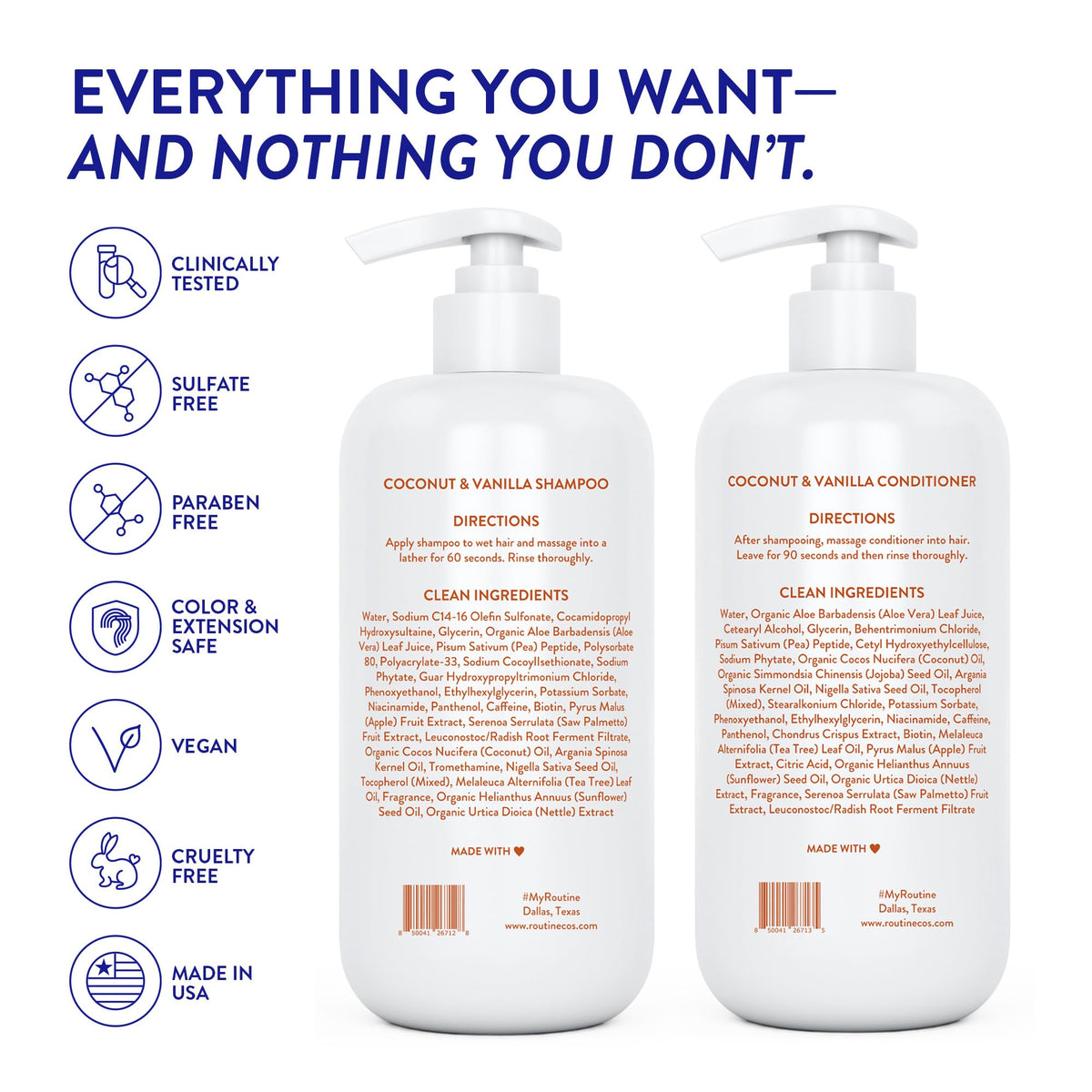 Routine Wellness packaging with ingredients panel highlighting a clean, vegan formula.