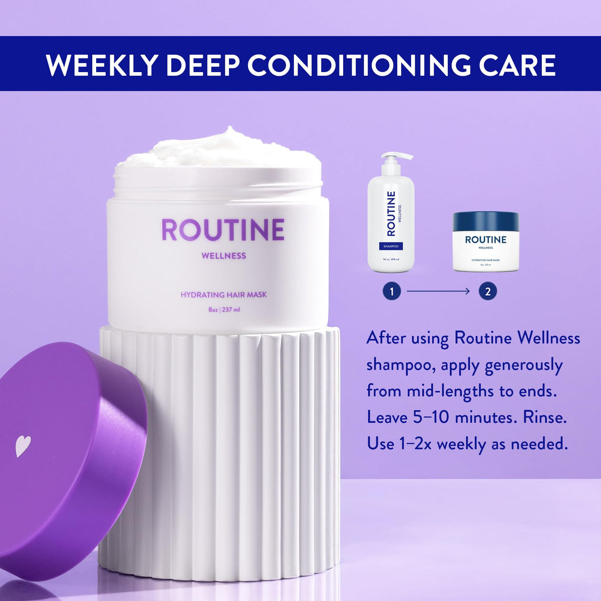 Ingredient scene features rosemary, avocado oil, and biotin for nourishing support.