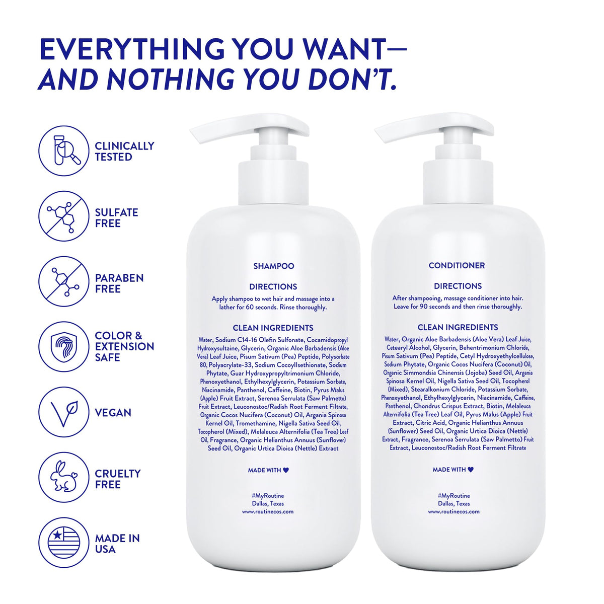 Routine Wellness lifestyle vanity shot inspires daily hair care routine.