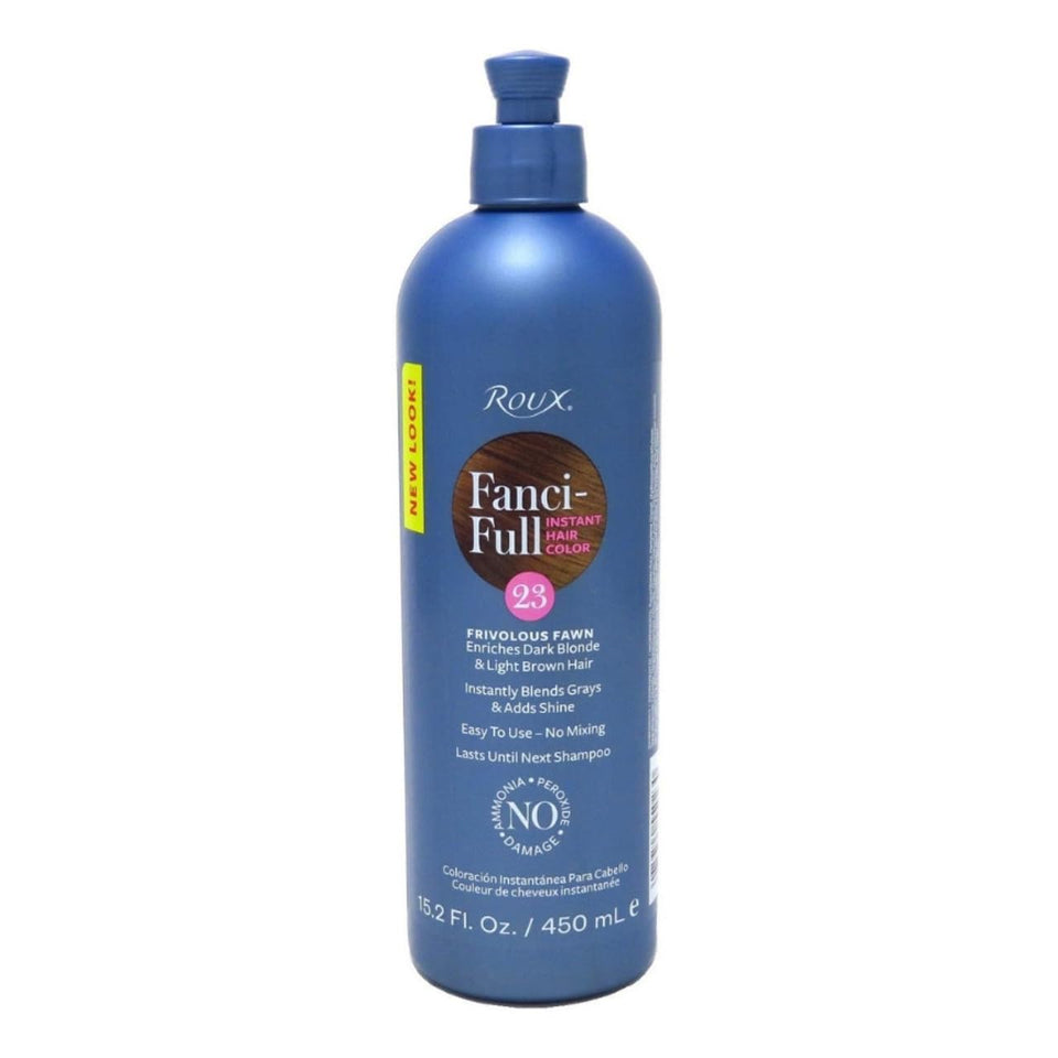 Roux Fanci-Full Frivolous Fawn bottle highlights warm color and shine.
