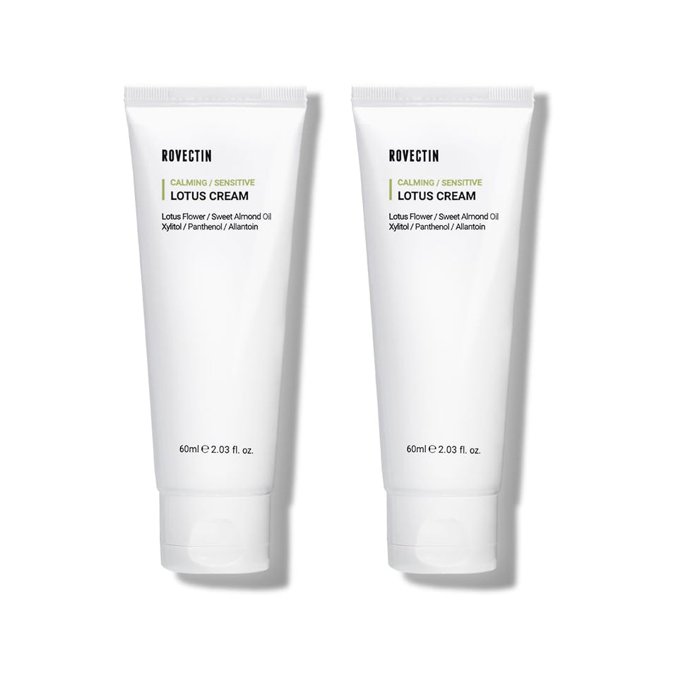 ROVECTIN Calming Lotus Water Cream jar showing calming, oil-control hydration for oily skin.