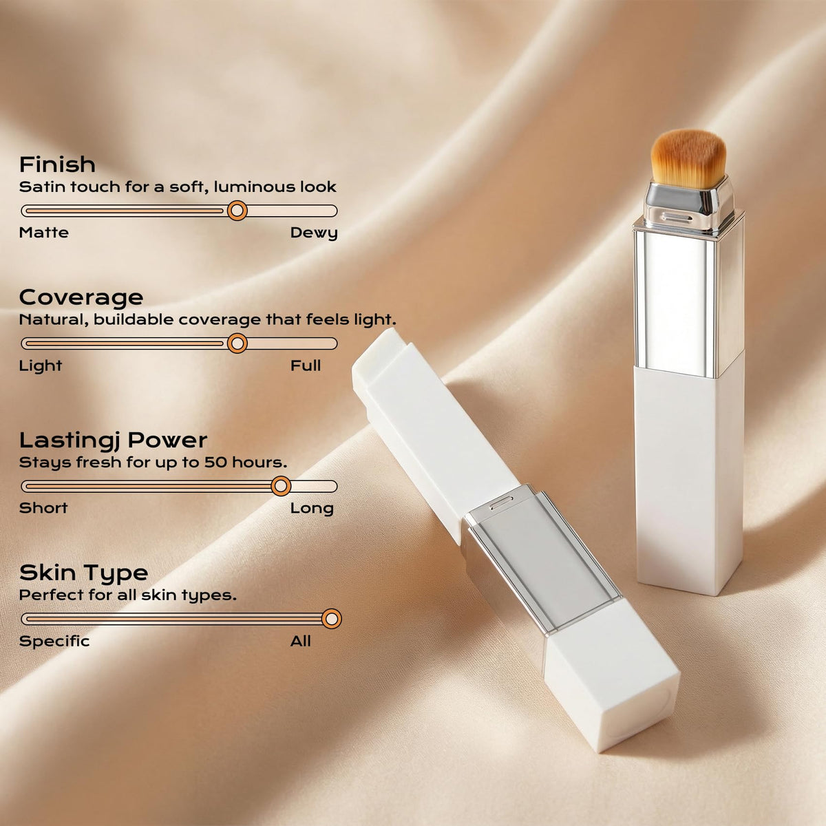 ROVLET Blanc Cover Cream Stick hydrating formula with niacinamide for moisturized wear.