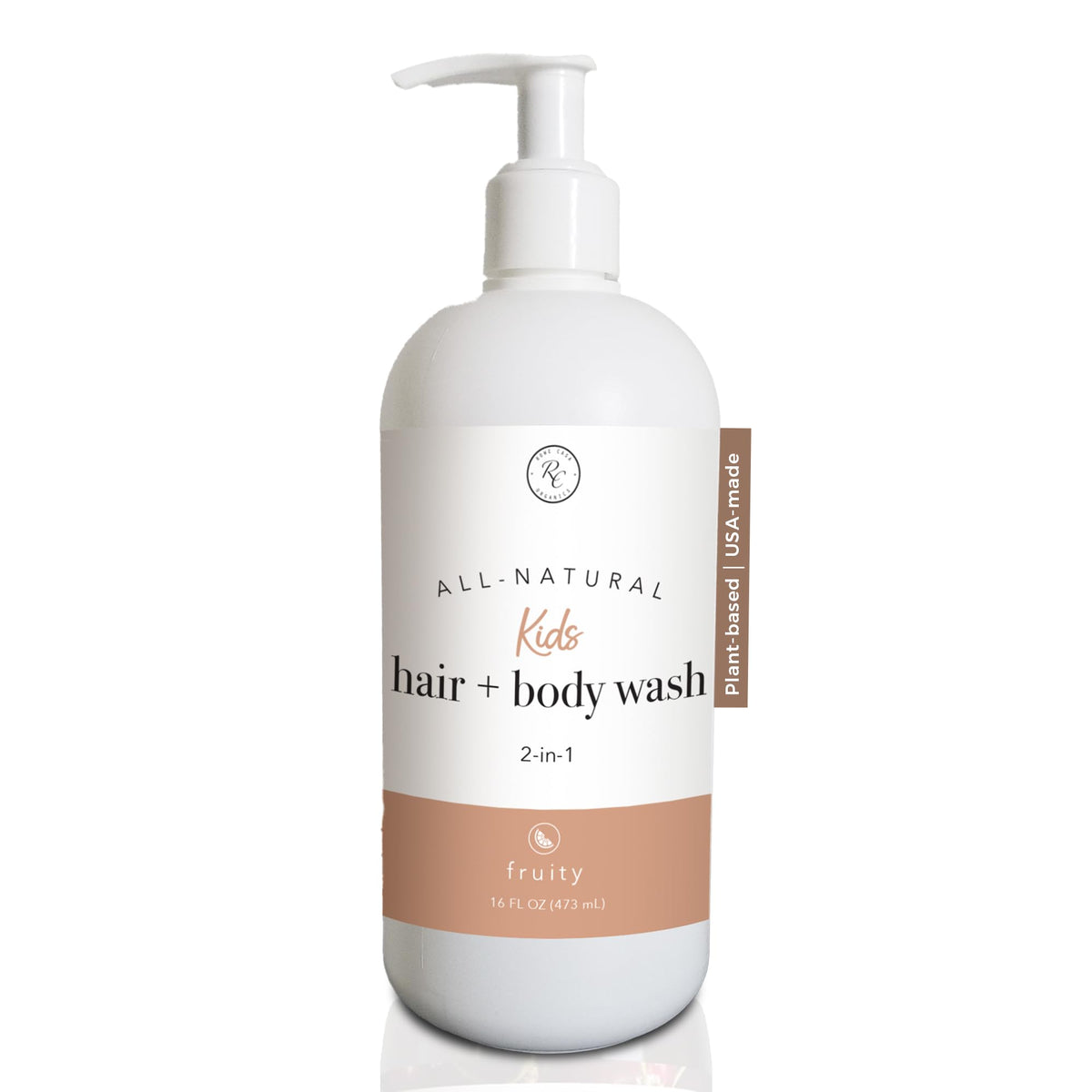 Rowe Casa Organics fruity kids wash bottle being poured for gentle cleansing