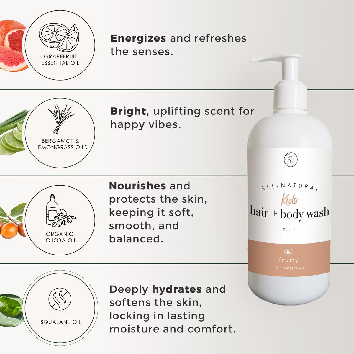 Foamy lather from Rowe Casa Organics fruity kids wash for bath time fun