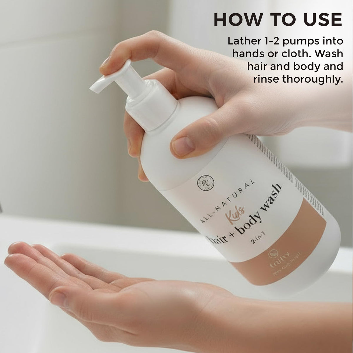 Smiling child after using Rowe Casa Organics fruity kids wash during bath