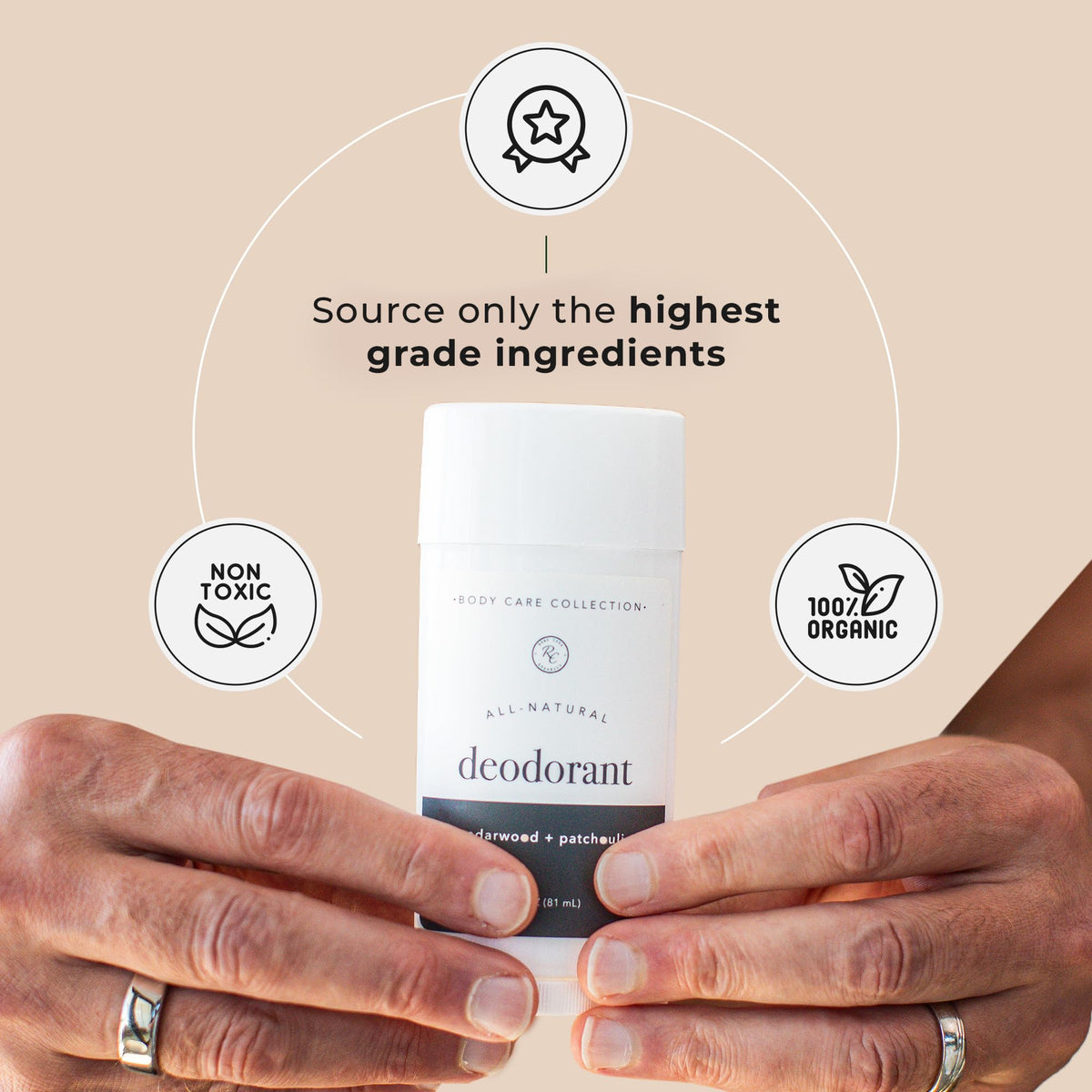 Rowe Casa Organics natural deodorant application shows smooth, confident glide
