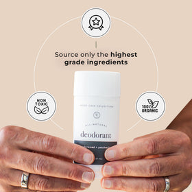 Rowe Casa Organics natural deodorant application shows smooth, confident glide