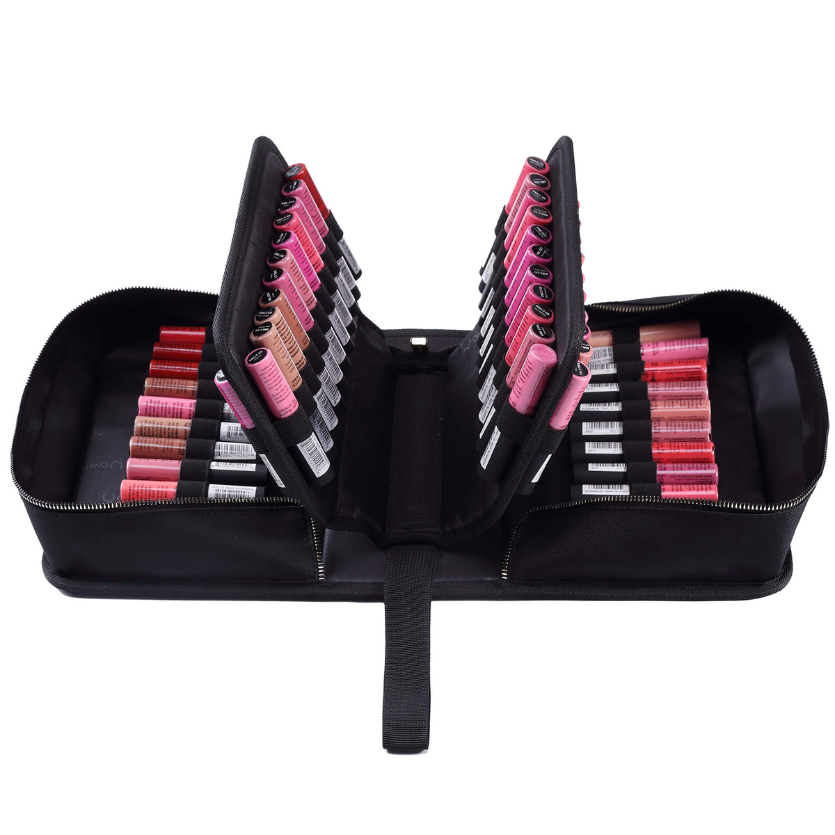 ROWNYEON lipstick organizer case showing 67-slot capacity for makeup storage