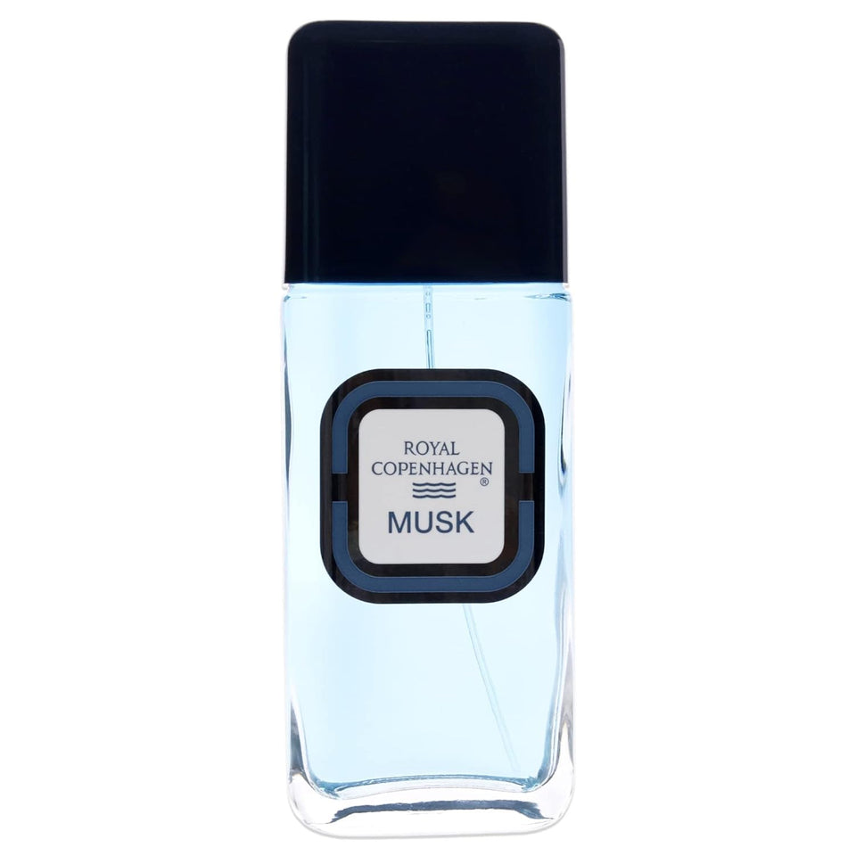 Royal Copenhagen Musk bottle front view, a timeless masculine fragrance for daily wear.