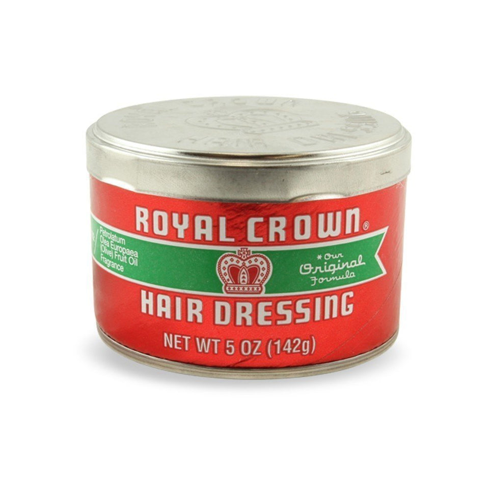 Royal Crown Hair Dressing 5 oz jar; gentle formula to soothe split ends and boost shine