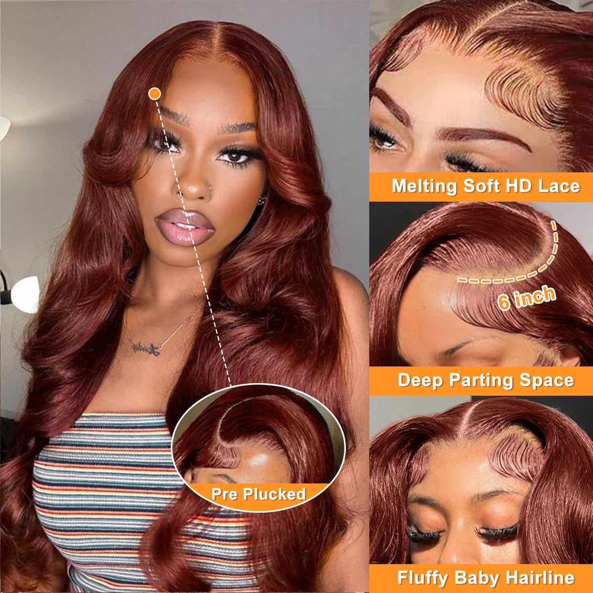 Royal Lady pre-plucked baby hairs wig with bleached knots for realistic hairline