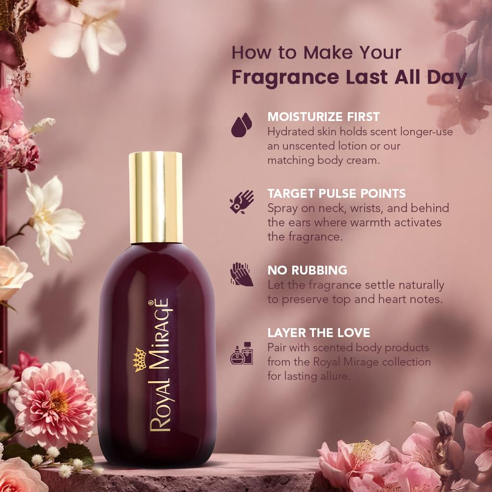 Royal Mirage Original EDC application on skin demonstrates versatility and lasting scent.