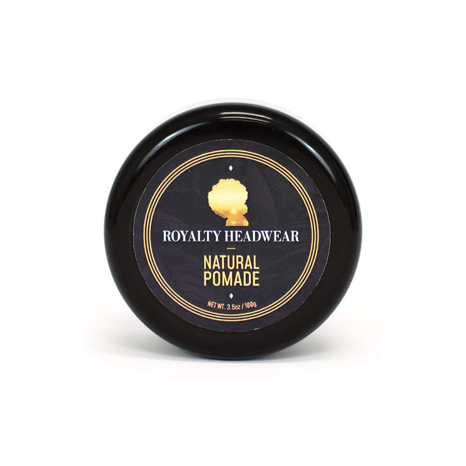 Royalty Headwear Natural Wave Pomade jar close-up showing silky texture