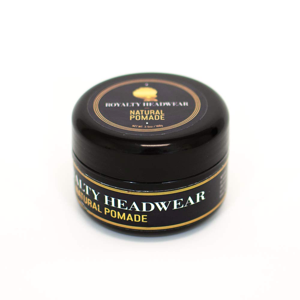 Royalty Headwear Natural Wave Pomade packaging with natural ingredients list
