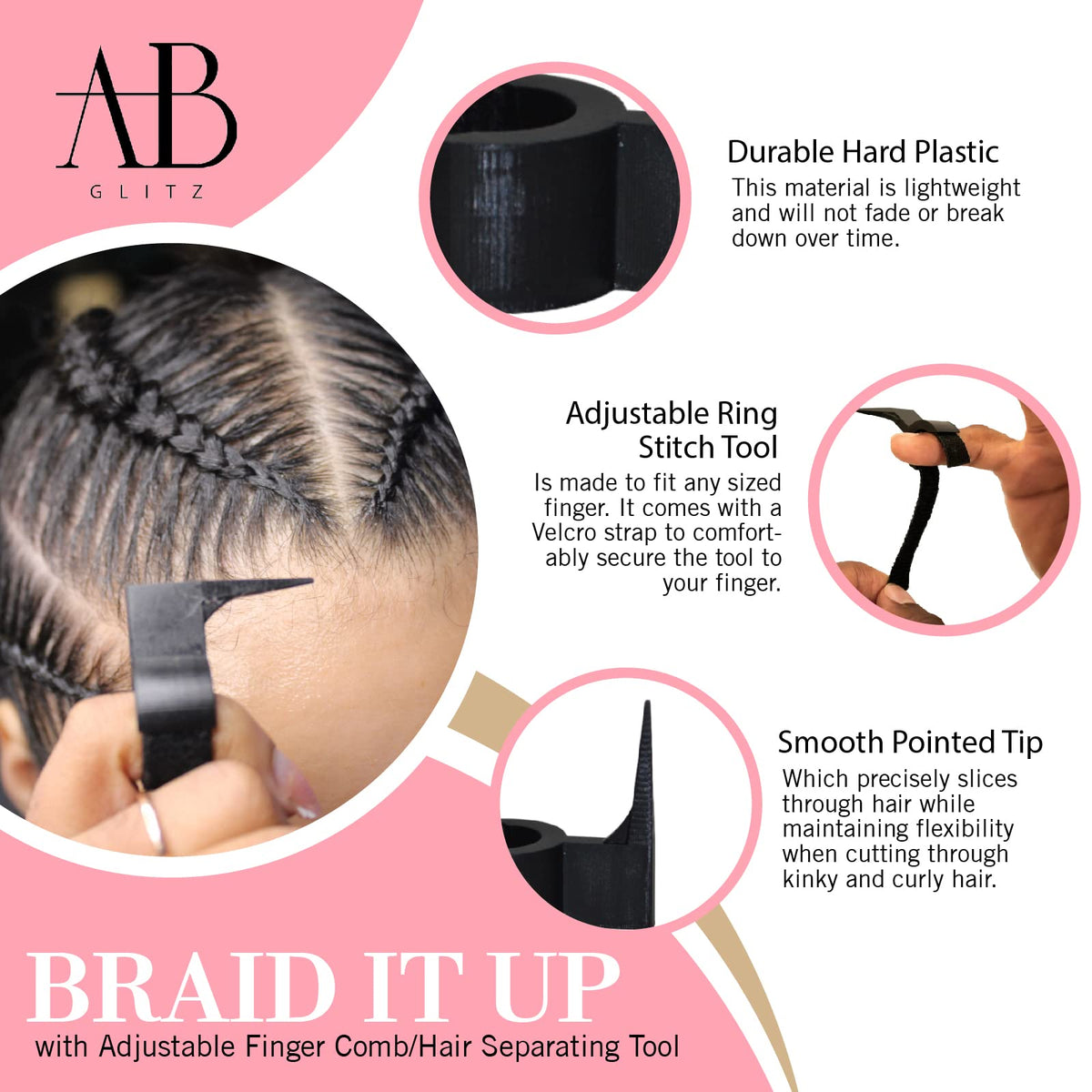 Royalty Headwear Smooth-tip design minimizes snag and tug.