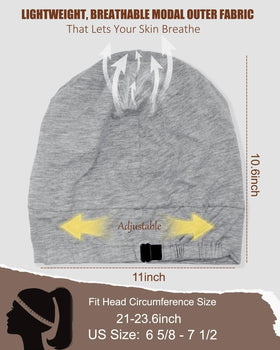 ROYBENS adjustable-strap sleep cap demonstrates secure, non-slip fit for overnight wear