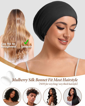 ROYBENS silk hair bonnet protecting curls during daily activities