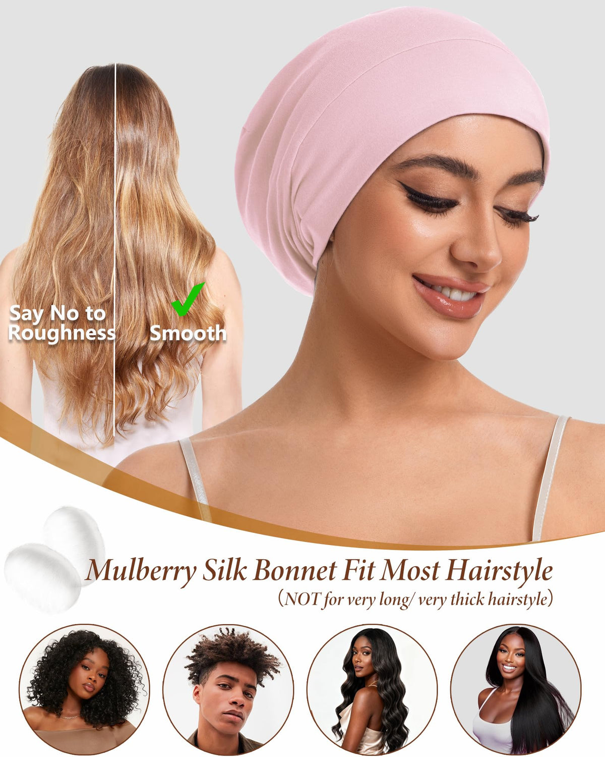 ROYBENS bonnet ideal for curly and braided hair types