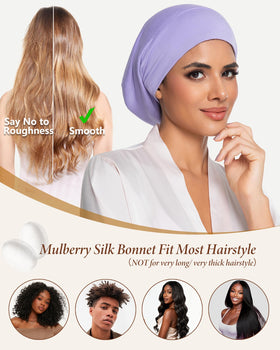 ROYBENS double-layer silk cap offers breathable comfort for restful sleep.