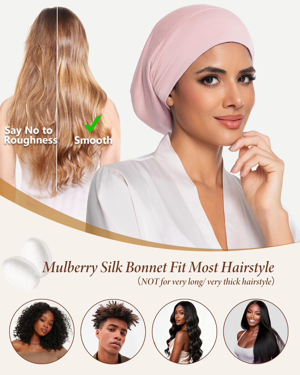 ROYBENS silk bonnet suitable for both women and men with curly hair.