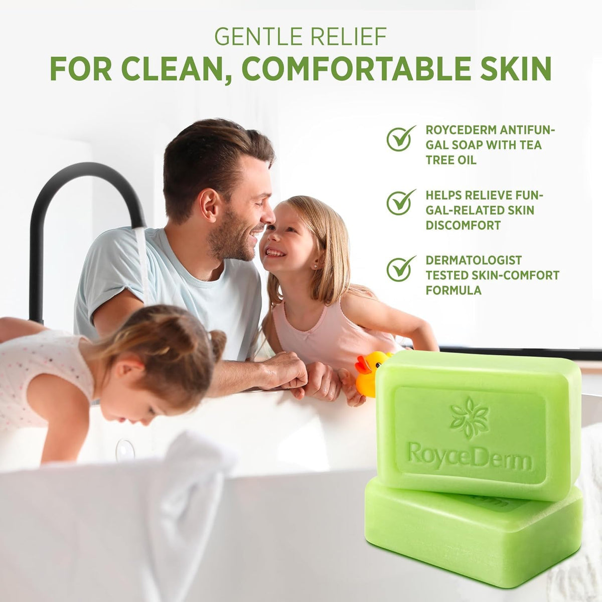 RoyceDerm bar lathers into foam during cleansing
