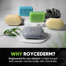 Roycederm antifungal soap bar tea tree oil infusion conveys soothing sensation.