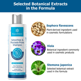 Roycederm Seborrheic Dermatitis & Psoriasis Shampoo-dry-scalp-relief highlights targeted comfort.