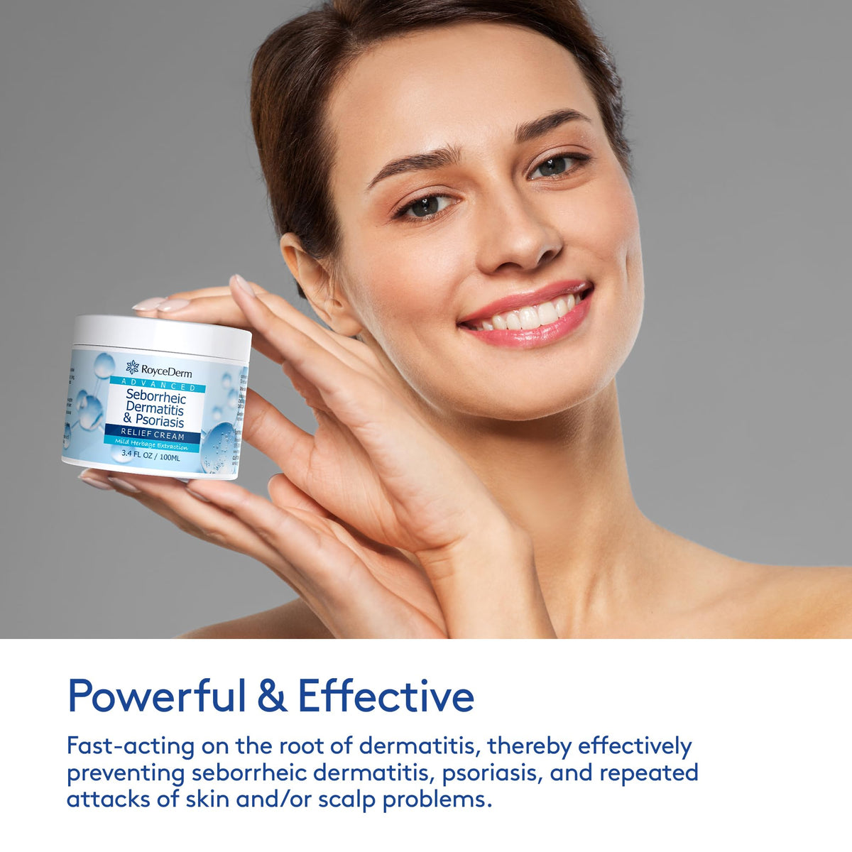 Roycederm shampoo lather closeup demonstrates rich foam for gentle cleansing.