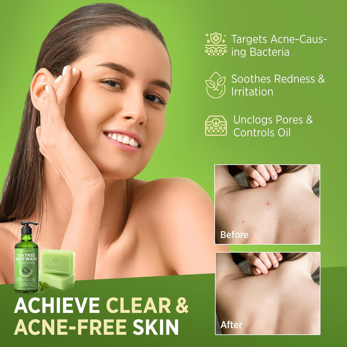 Roycederm Tea Tree Body Wash lather demonstrates smooth, rinsing finish.
