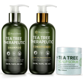 Roycederm tea tree pre-shampoo scrub for exfoliation and scalp soothing