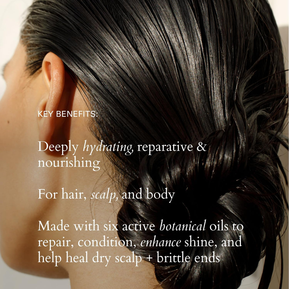 RŌZ Willow Glen hair close-up shows silky, hydrated strands.
