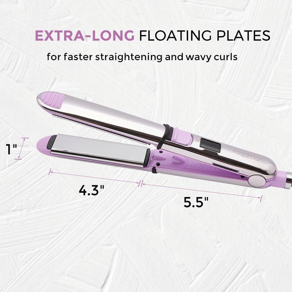 Rozamor flat iron featuring six adjustable heat settings for all hair types