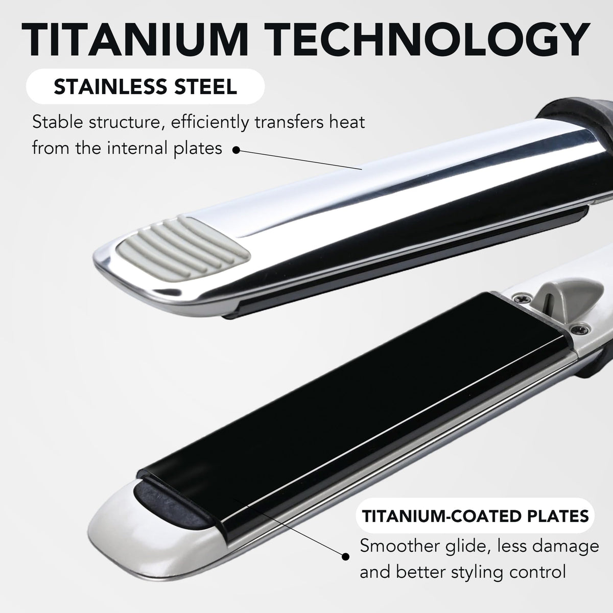 Rozamor Pro Ti Flatiron side view with 1.25-inch plates