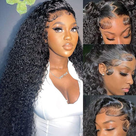Rozilo Aomllute 28-inch deep wave lace-front wig with natural hairline.