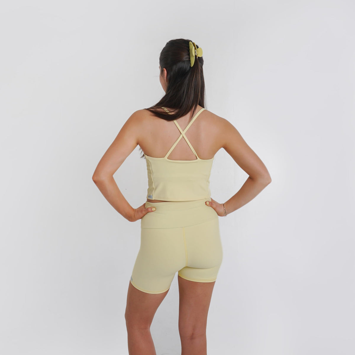 RPZL butter yellow front view clip adds color while securing a neat updo