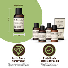 RR Essentials conditioner bottle in amber elevating bathroom presentation