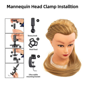 Rruaneal Cosmetology mannequin head back view for hair styling training.
