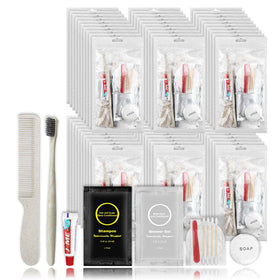 RSQAZQ homeless relief toiletry kit, front view, compact travel ready