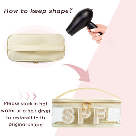RSRSLEII clear SPF bag sturdy handles for easy carrying.