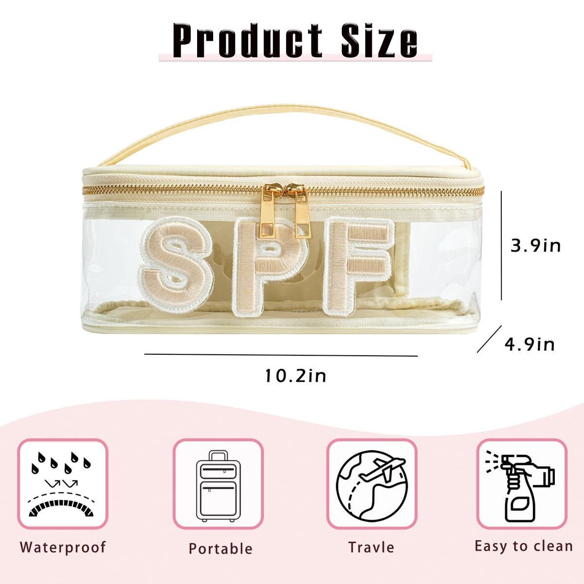 RSRSLEII clear SPF bag embroidery detail adds a preppy touch.