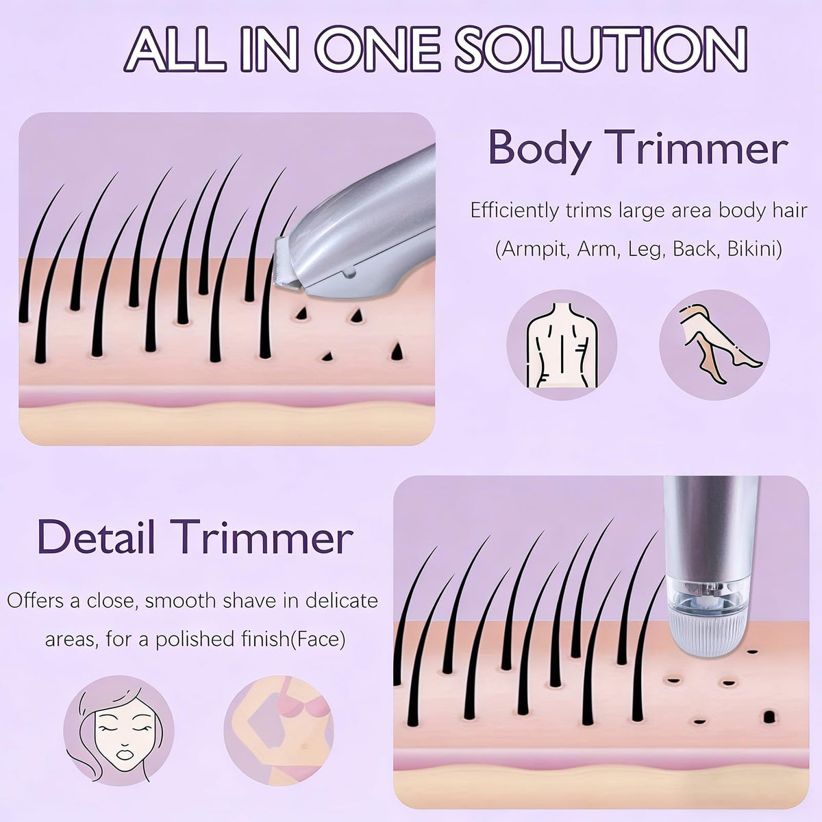 RtLvio bikini trimmer with silky glow finish for smooth skin