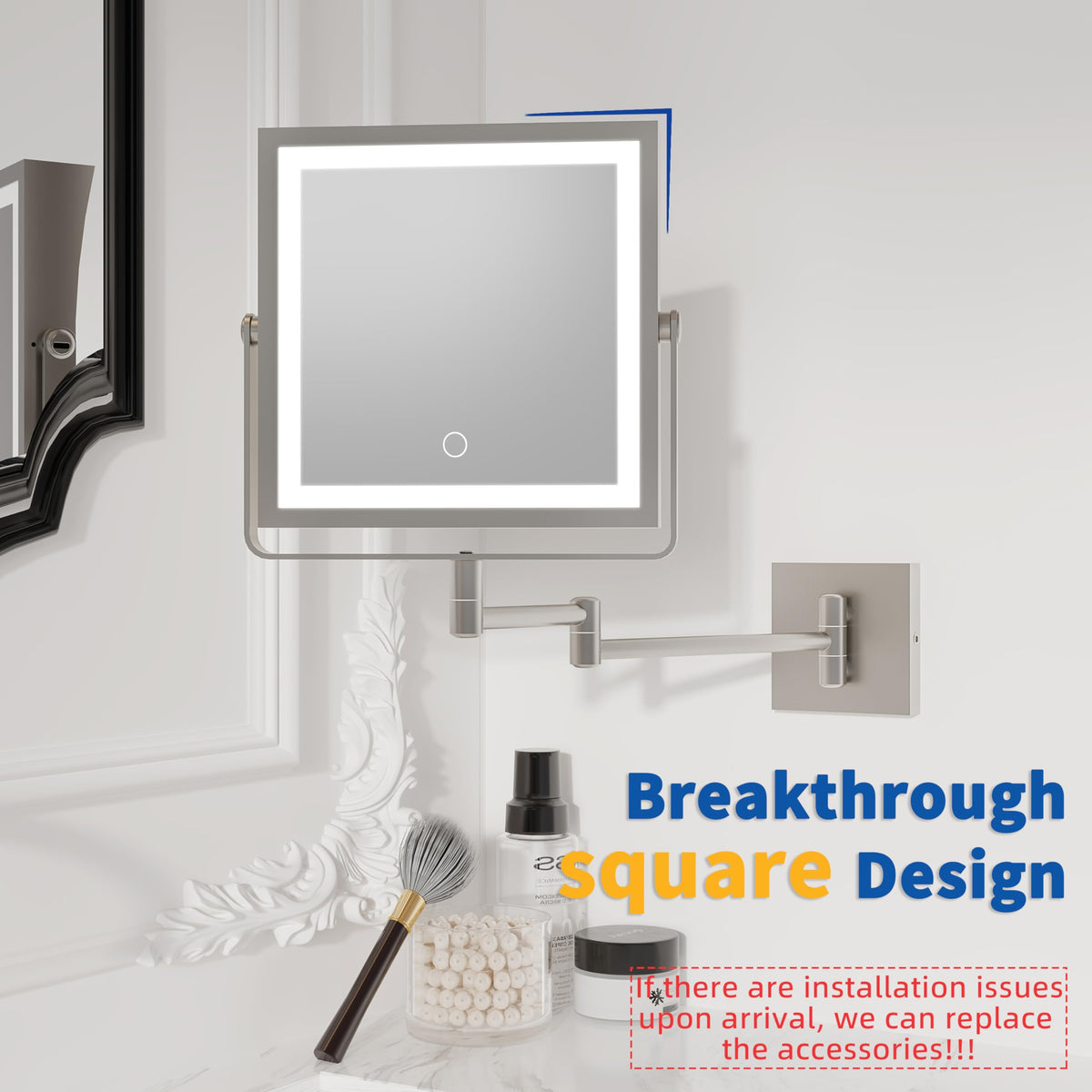 Ruacq double-sided mirror with 1X and 10X magnification for precise makeup