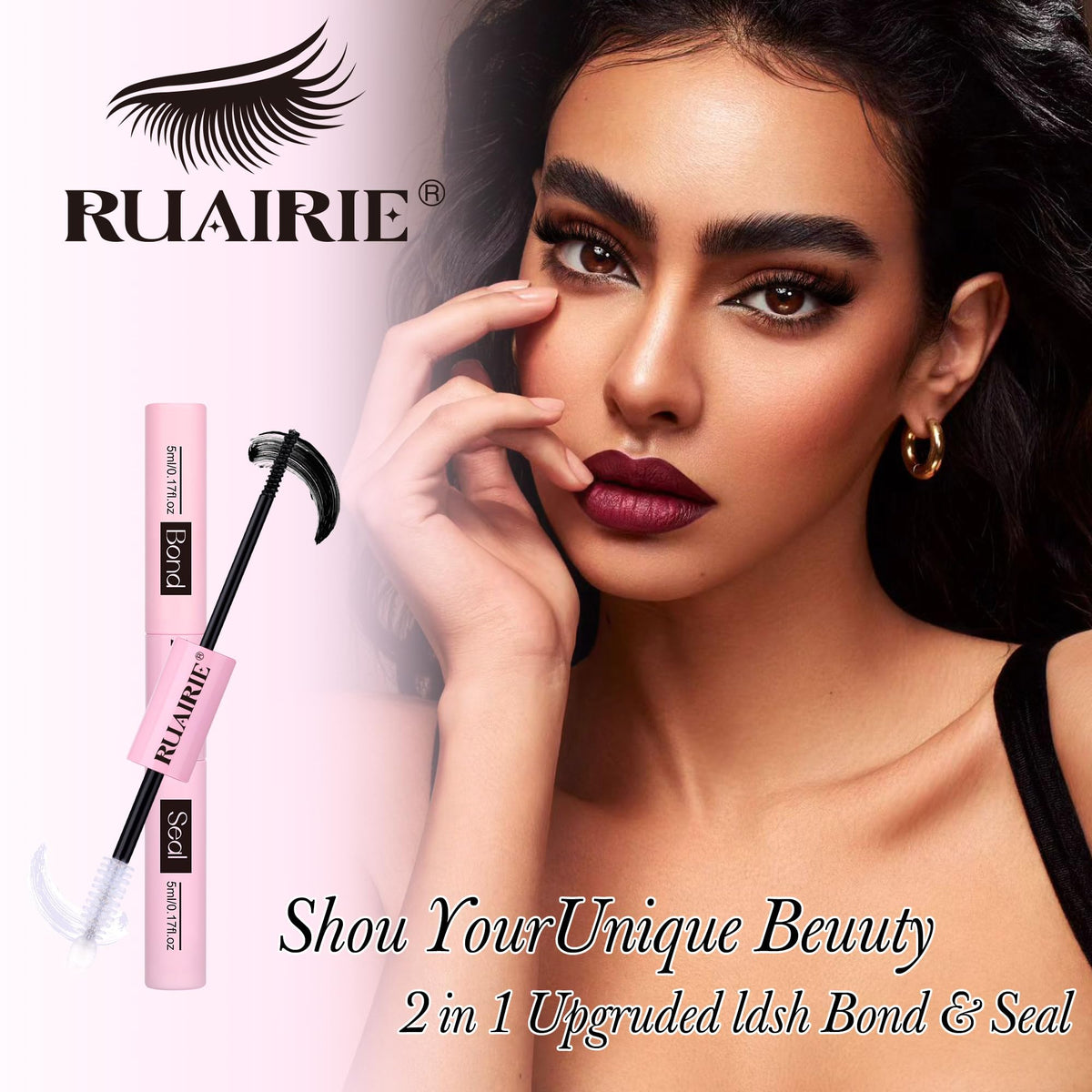 Ruairie two-step application mirrors mascara usage.