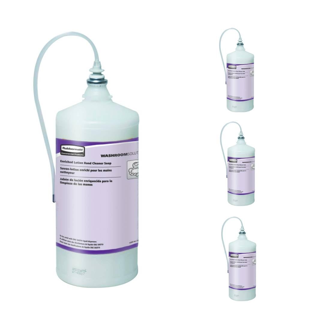 Rubbermaid 4013131 honeysuckle lotion soap refill for One-shot dispensers reduces waste.