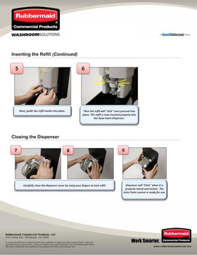Rubbermaid Green Seal-certified hand soap label signals sustainability and freshness.