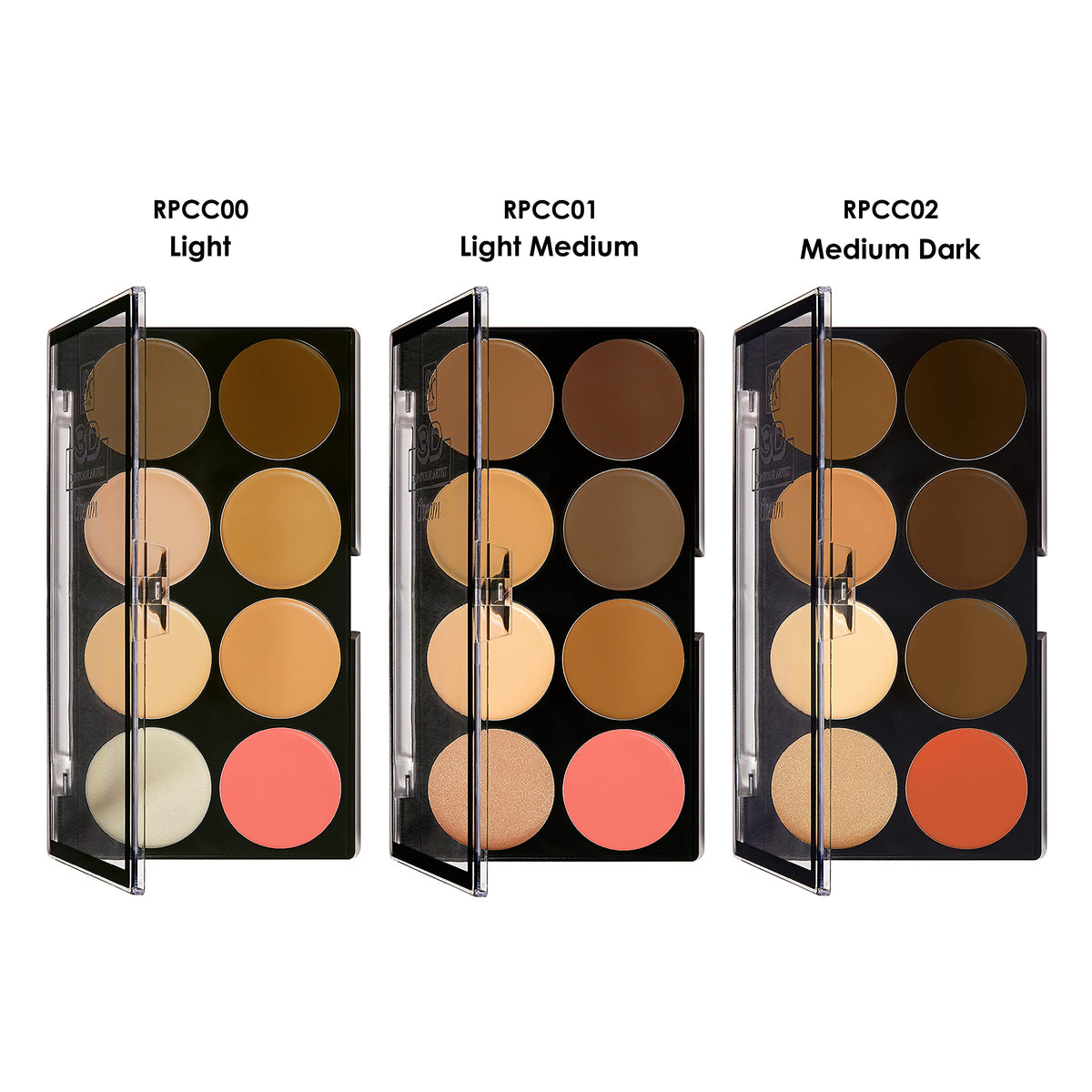 Ruby Kisses 3D Cream Contour Artist Set light-medium swatches showcase versatile shades for blending