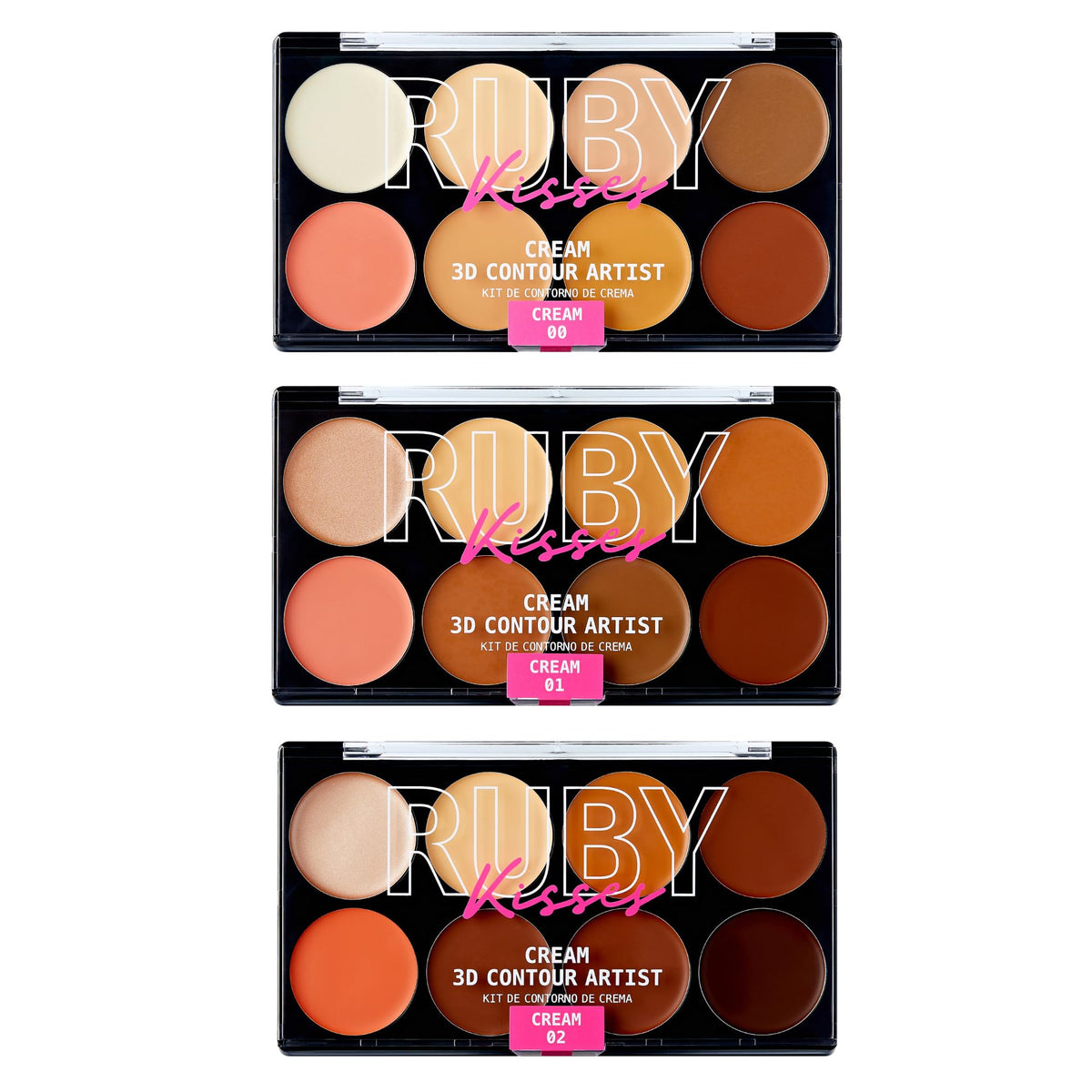 Ruby Kisses 3D Cream Contour Artist Set light palette ready for tone-matching and sculpting