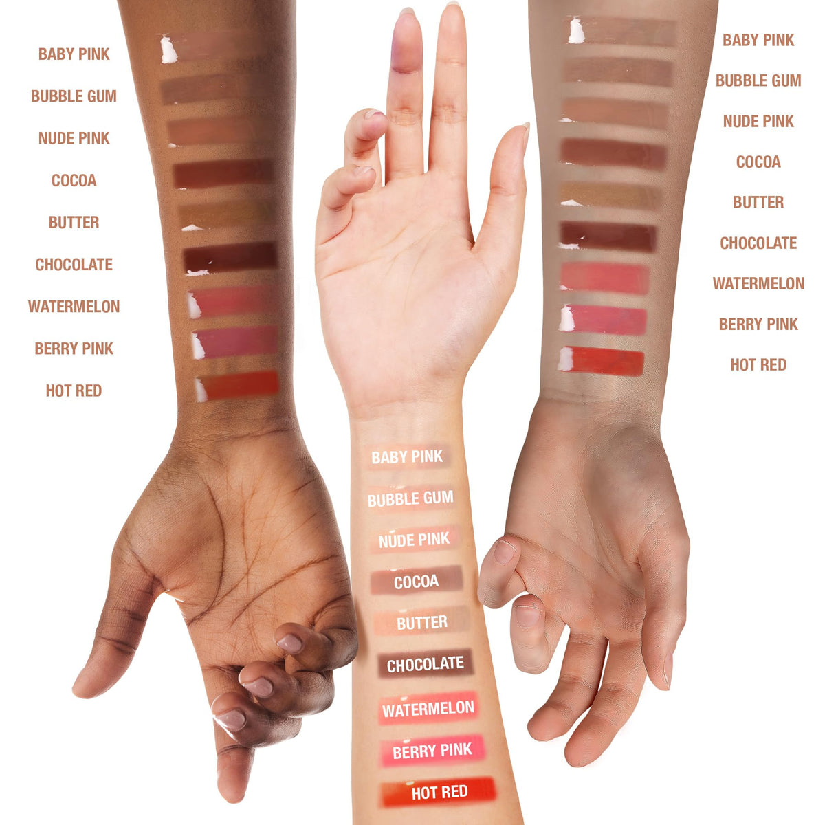 Ruby Kisses Broadway Vita-Lip gloss texture closeup showing lightweight gel feel.