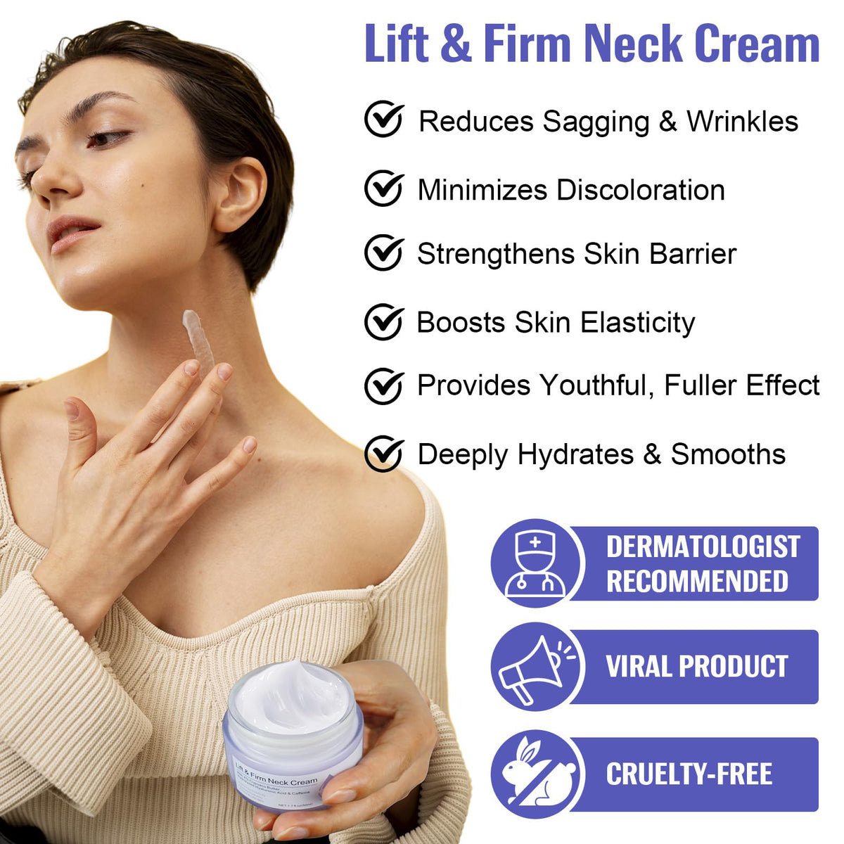 Ruduwu neck chest firming cream swatch shows hydration and even tone.